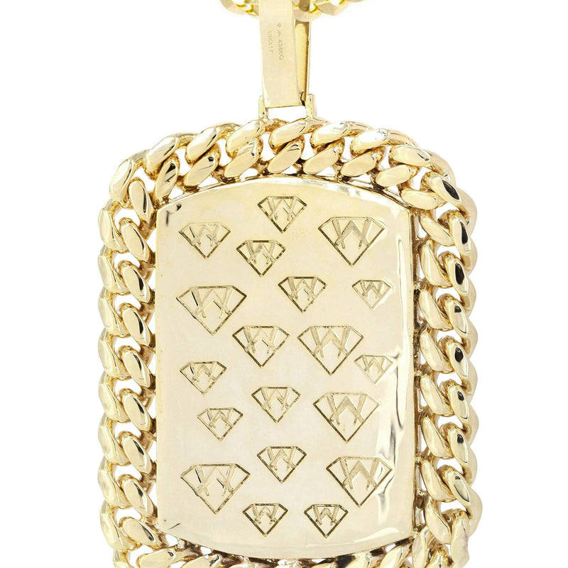 10K Yellow Gold Dog Tag Diamond Necklace  | 6.05 Carats