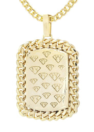 10K Yellow Gold Dog Tag Diamond Necklace  | 6.05 Carats