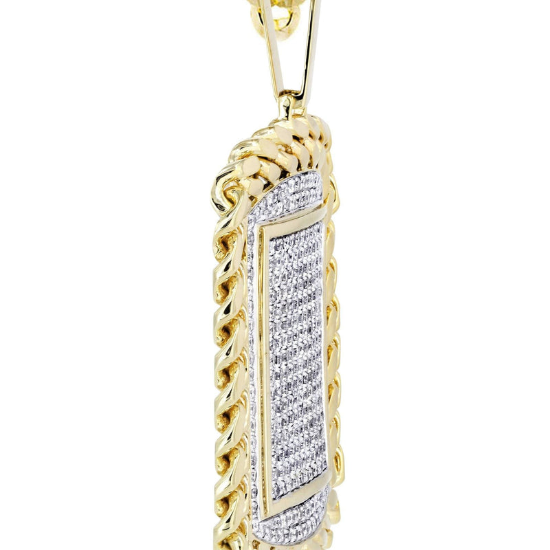 10K Yellow Gold Dog Tag Diamond Necklace  | 6.05 Carats