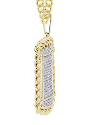 10K Yellow Gold Dog Tag Diamond Necklace  | 6.05 Carats