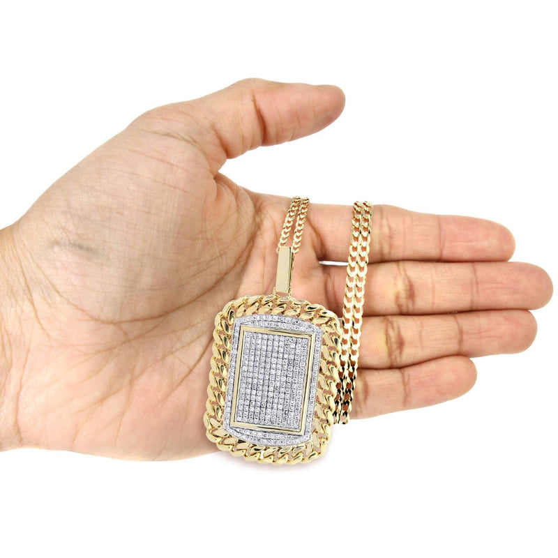 10K Yellow Gold Dog Tag Diamond Necklace  | 6.05 Carats