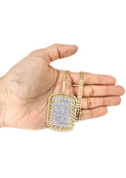 10K Yellow Gold Dog Tag Diamond Necklace  | 6.05 Carats