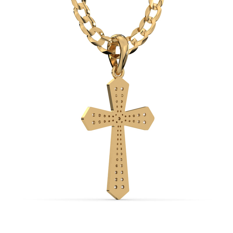 Men's VVS Lab Diamond Customizable Yellow Gold Cross Necklace Pendant