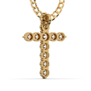 Men's VVS Lab Single Row Diamond Customizable Yellow Gold Cross Necklace Pendant