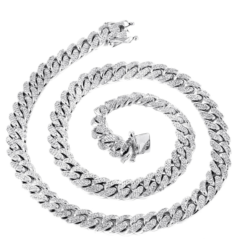White Gold Iced Out Diamond Miami Cuban Link Chain Customizable (10MM-20MM)