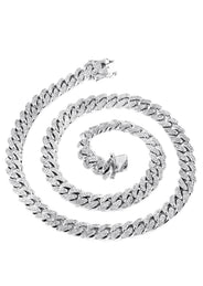 White Gold Iced Out Diamond Miami Cuban Link Chain Customizable (10MM-20MM)