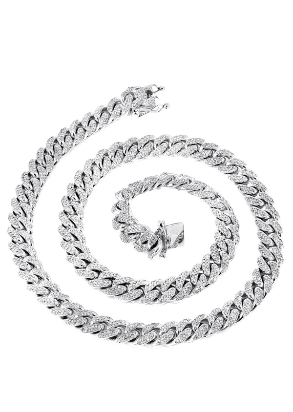 White Gold Iced Out Diamond Miami Cuban Link Chain Customizable (10MM-20MM)