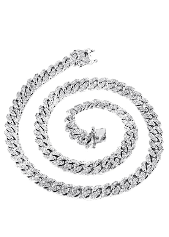 White Gold Iced Out Diamond Miami Cuban Link Chain Customizable (10MM-20MM)