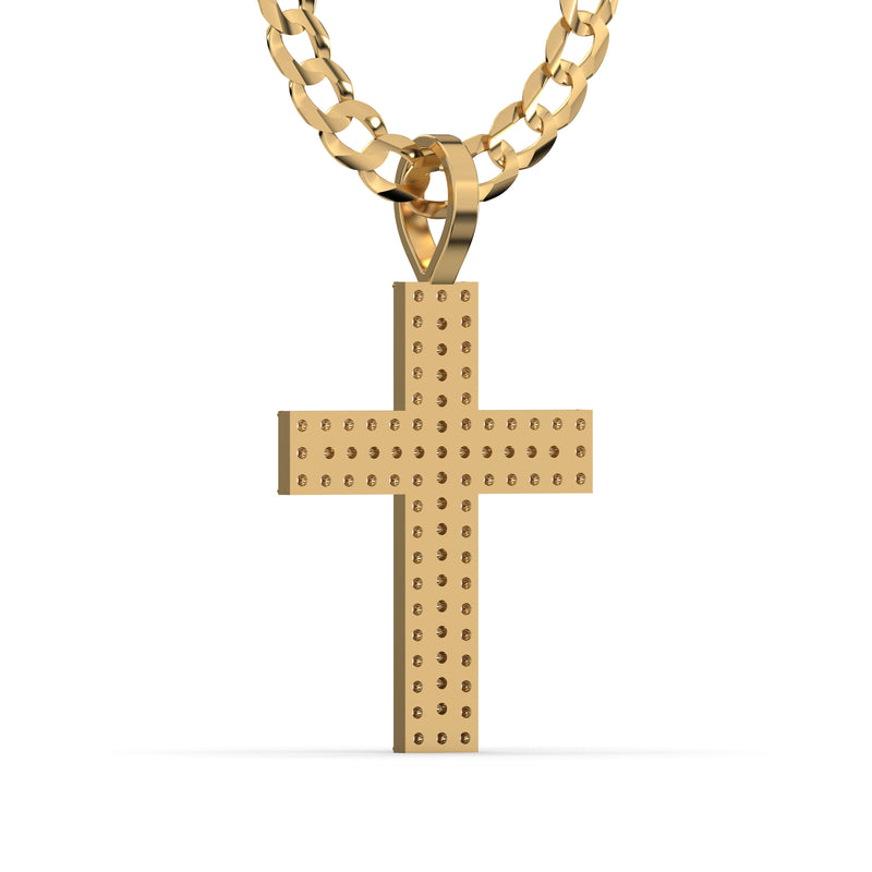 Men's VVS Lab Diamond Customizable Yellow Gold Cross Necklace Pendant