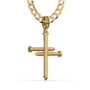 Men's VVS Lab Diamond Customizable Yellow Nail Gold Cross Necklace Pendant