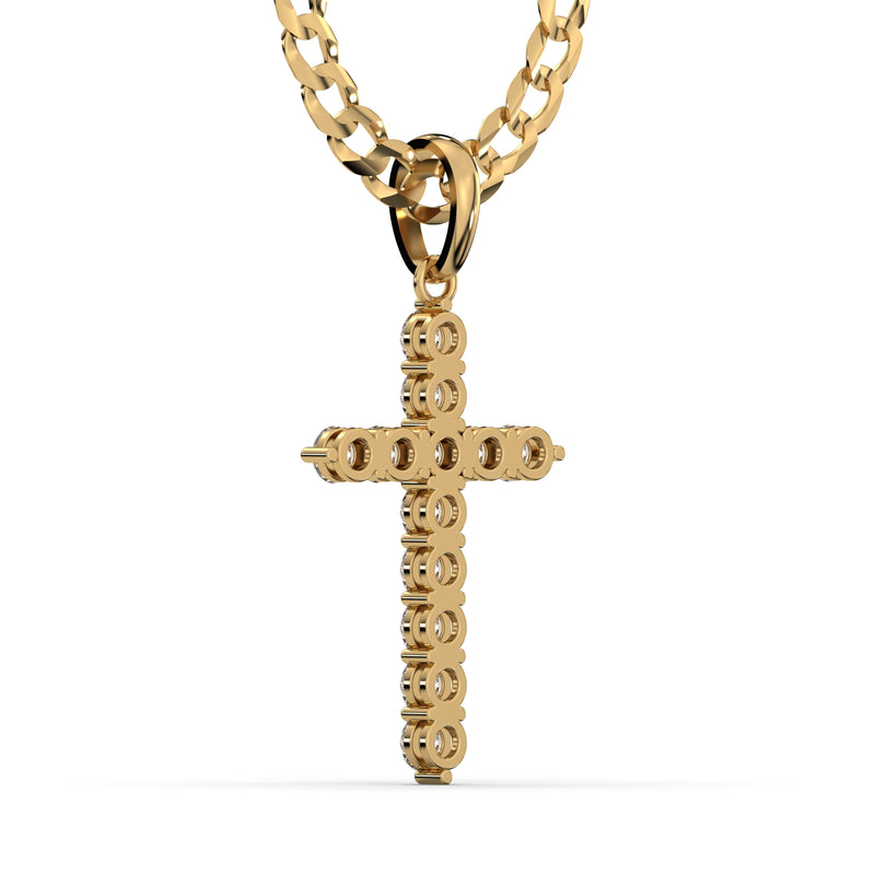 Men's VVS Lab Diamond Customizable Yellow Gold Cross Necklace Pendant