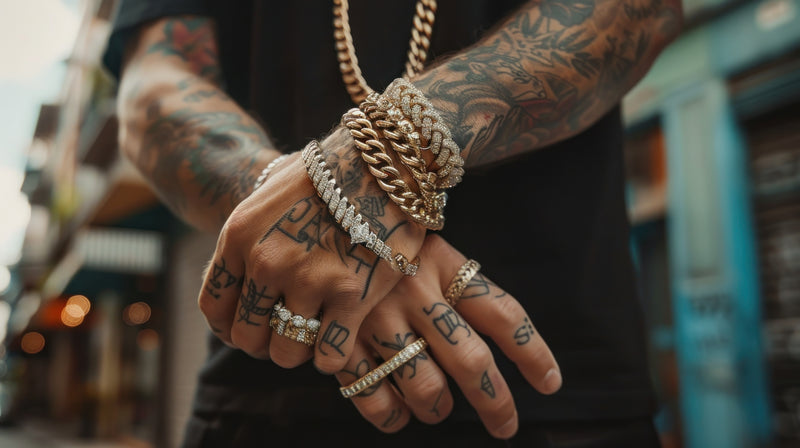 Men's Jewelry showcase featuring a lifestyle image