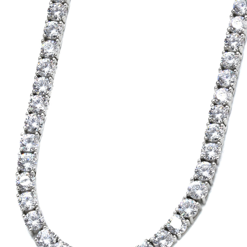 Silver Chain - Mens White Tennis Chain / Necklace - 4 MM