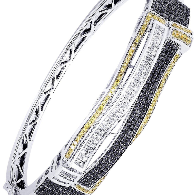 Mens Diamond Bangle White Gold| 2.97 Carats| 33.4 Grams