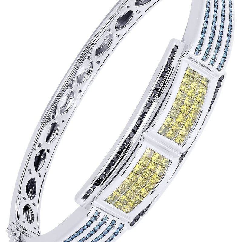 Mens Diamond Bangle White Gold| 3.74 Carats| 41.51 Grams