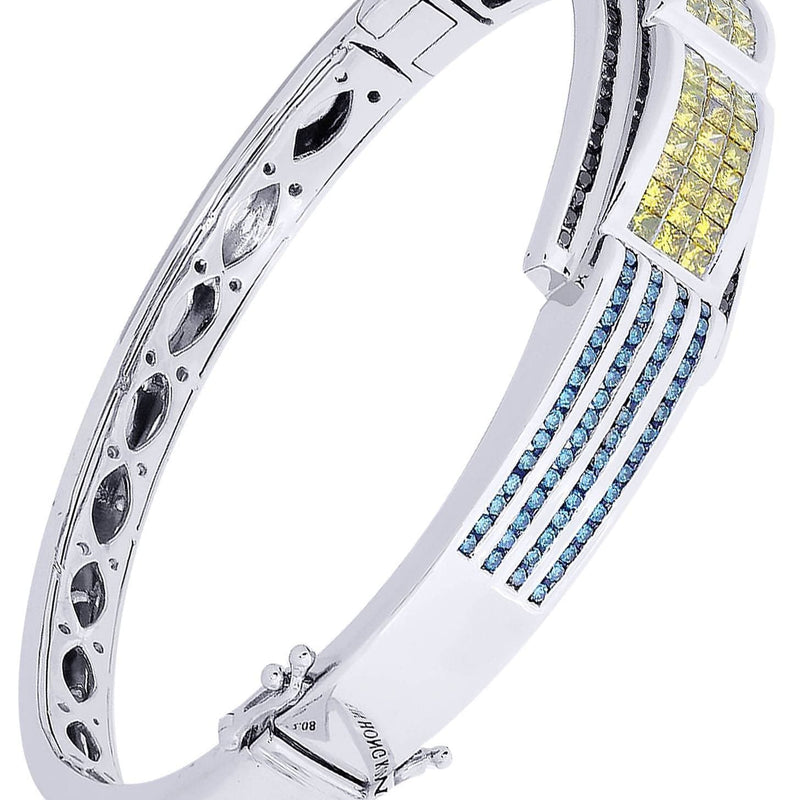 Mens Diamond Bangle White Gold| 3.74 Carats| 41.51 Grams