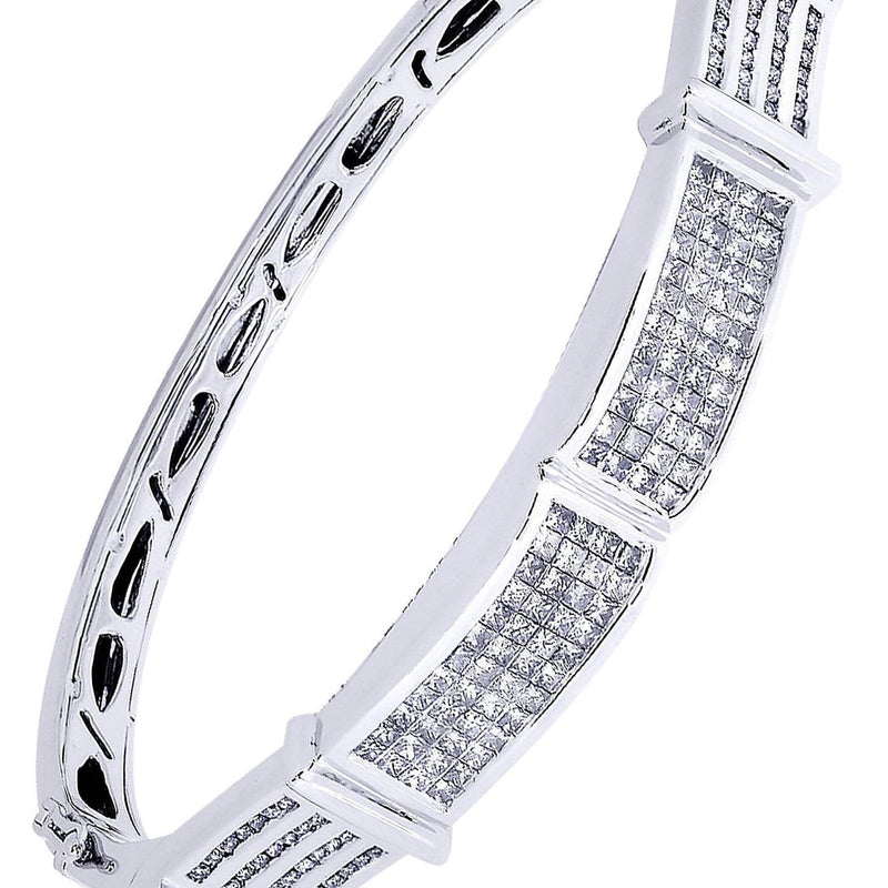 Mens Diamond Bangle White Gold| 3.47 Carats| 40.28 Grams