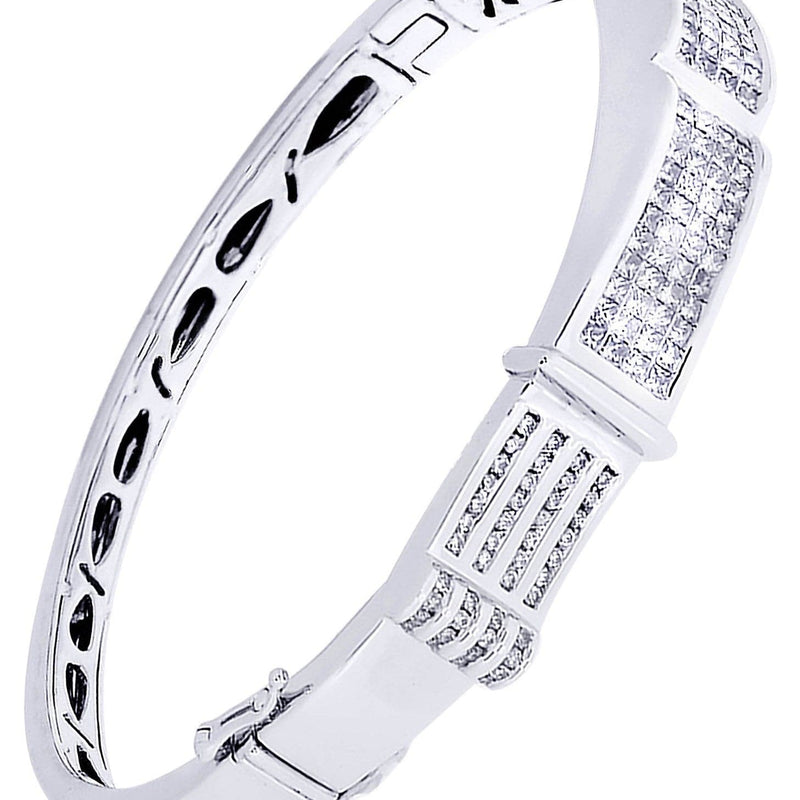 Mens Diamond Bangle White Gold| 3.47 Carats| 40.28 Grams