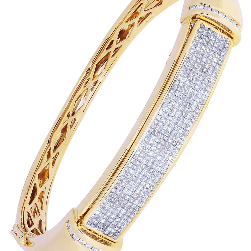 Mens Diamond Bangle  Yellow Gold| 2.97 Carats| 38.85 Grams