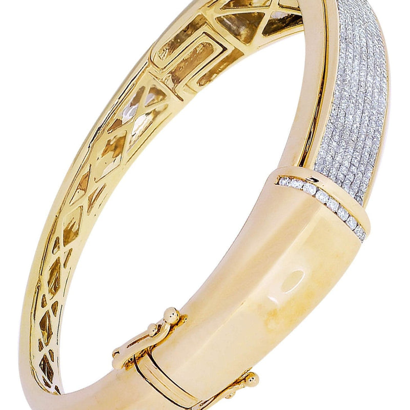 Mens Diamond Bangle  Yellow Gold| 2.97 Carats| 38.85 Grams