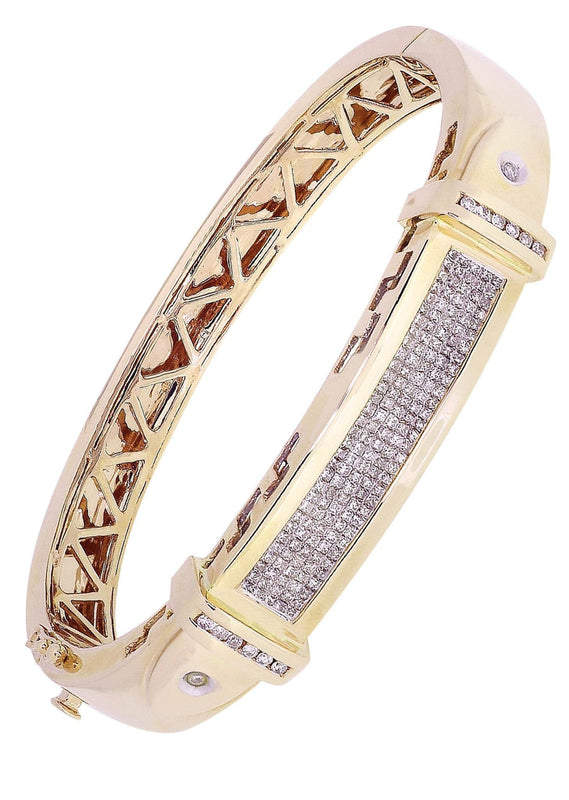 Mens Diamond Bangle Yellow Gold| 1.95 Carats| 46.44 Grams