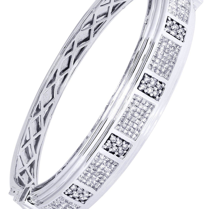 Mens Diamond Bangle White Gold| 2.8 Carats| 42.64 Grams