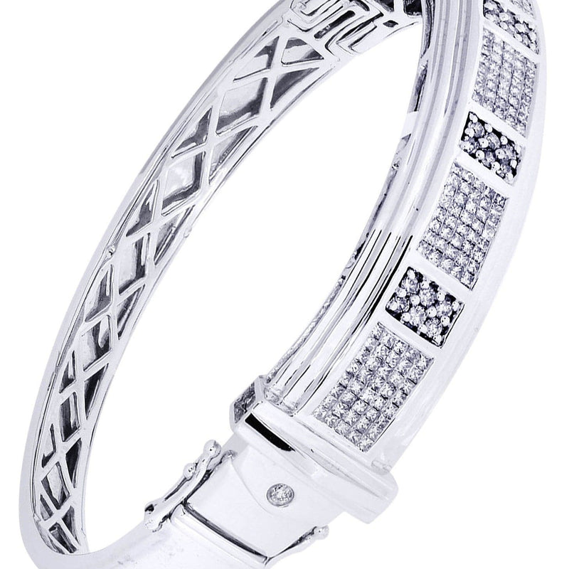 Mens Diamond Bangle White Gold| 2.8 Carats| 42.64 Grams