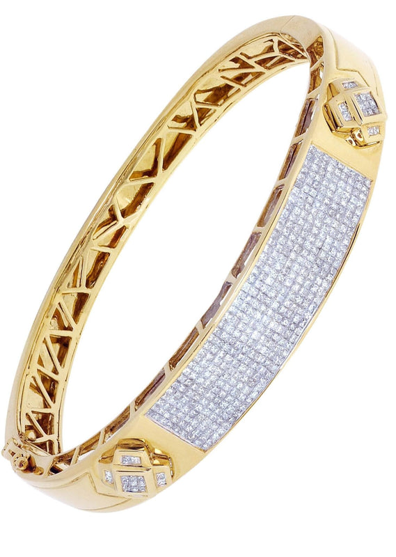 Mens Diamond Bangle Yellow Gold| 3.71 Carats| 35.66 Grams