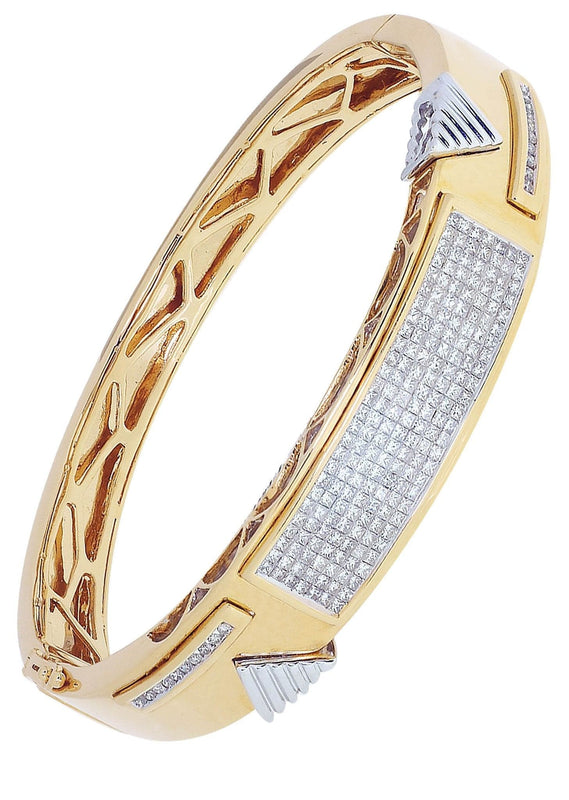 Mens Diamond Bangle Yellow Gold| 2.81 Carats| 47.66 Grams