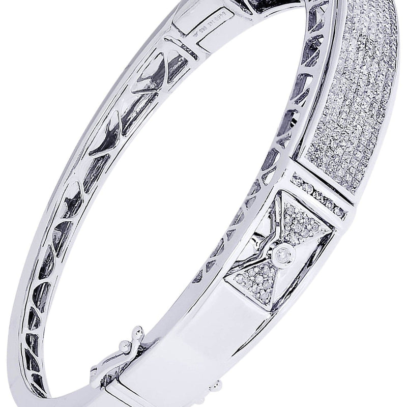Mens Diamond Bangle White Gold| 2.78 Carats| 33.64 Grams