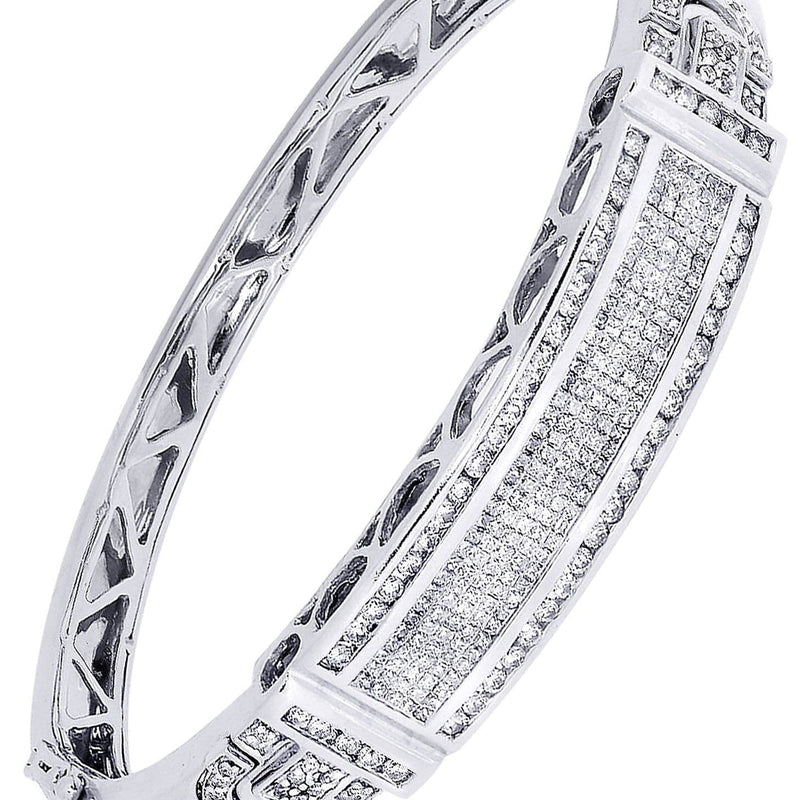Mens Diamond Bangle White Gold| 3.3 Carats| 34.27 Grams