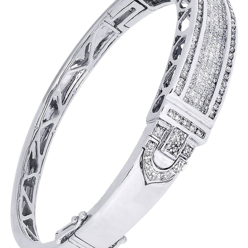 Mens Diamond Bangle White Gold| 3.3 Carats| 34.27 Grams