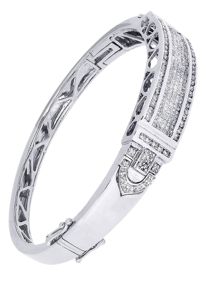 Mens Diamond Bangle White Gold| 3.3 Carats| 34.27 Grams