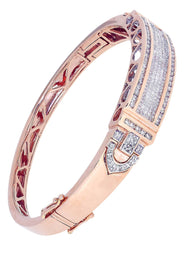 Mens Diamond Bangle Rose Gold| 1.18 Carats| 33.62 Grams