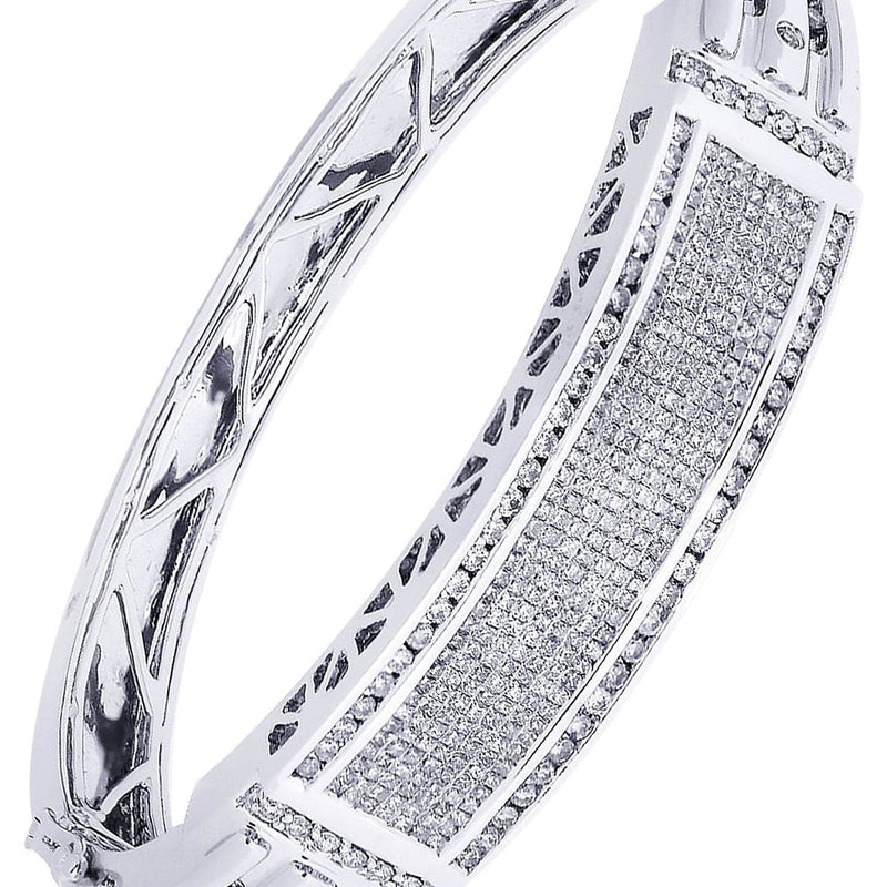 Mens Diamond Bangle White Gold| 3.6 Carats| 47.18 Grams