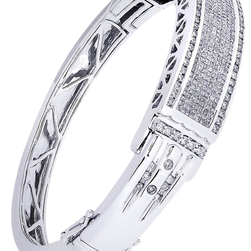 Mens Diamond Bangle White Gold| 3.6 Carats| 47.18 Grams