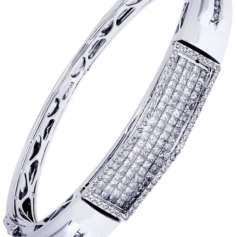 Mens Diamond Bangle White Gold| 3.68 Carats| 34.76 Grams