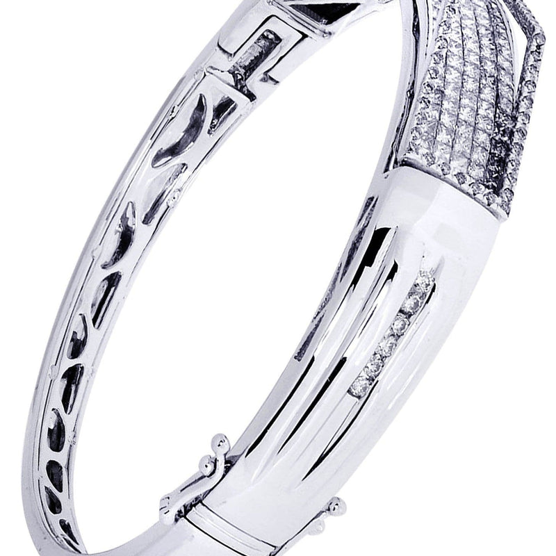 Mens Diamond Bangle White Gold| 3.68 Carats| 34.76 Grams