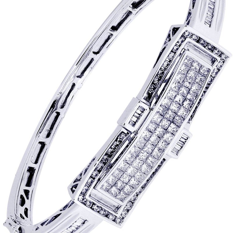 Mens Diamond Bangle White Gold| 3.29 Carats| 30.93 Grams