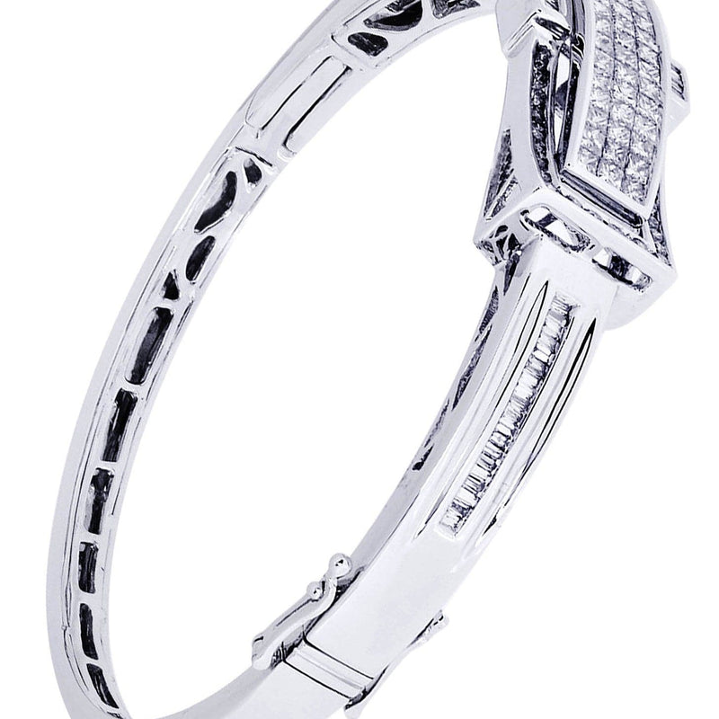 Mens Diamond Bangle White Gold| 3.29 Carats| 30.93 Grams
