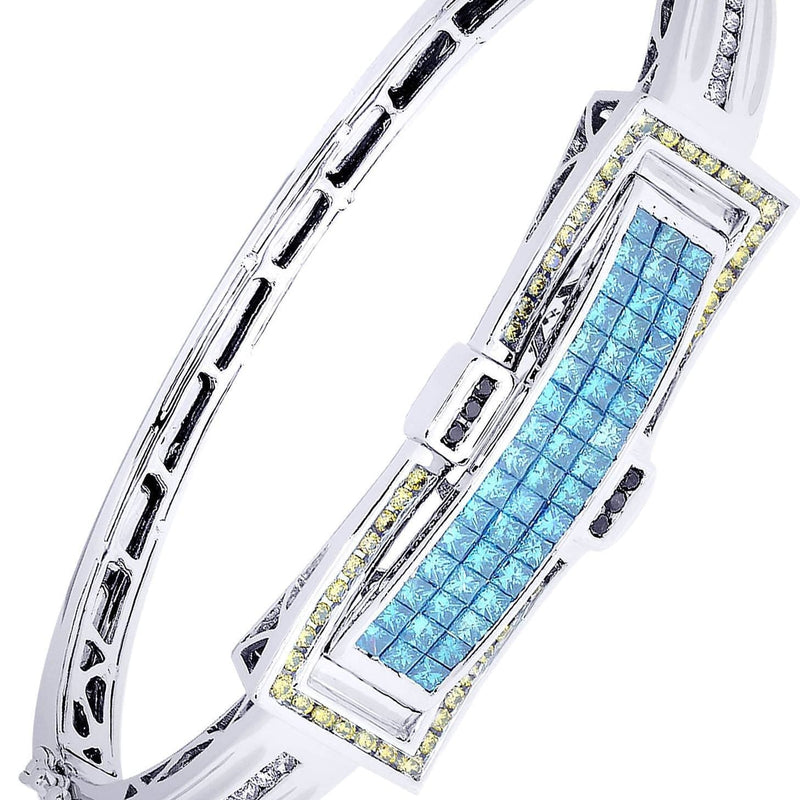 Mens Diamond Bangle White Gold| 3.32 Carats| 31.16 Grams