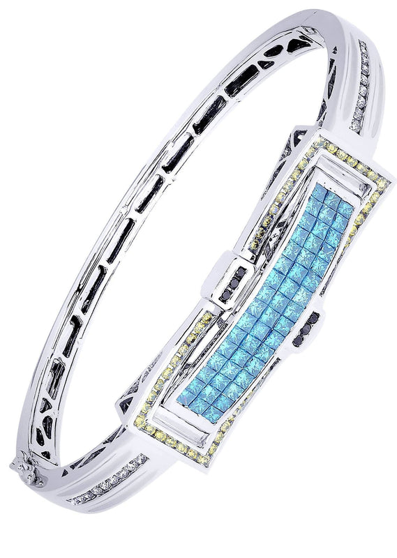 Mens Diamond Bangle White Gold| 3.32 Carats| 31.16 Grams