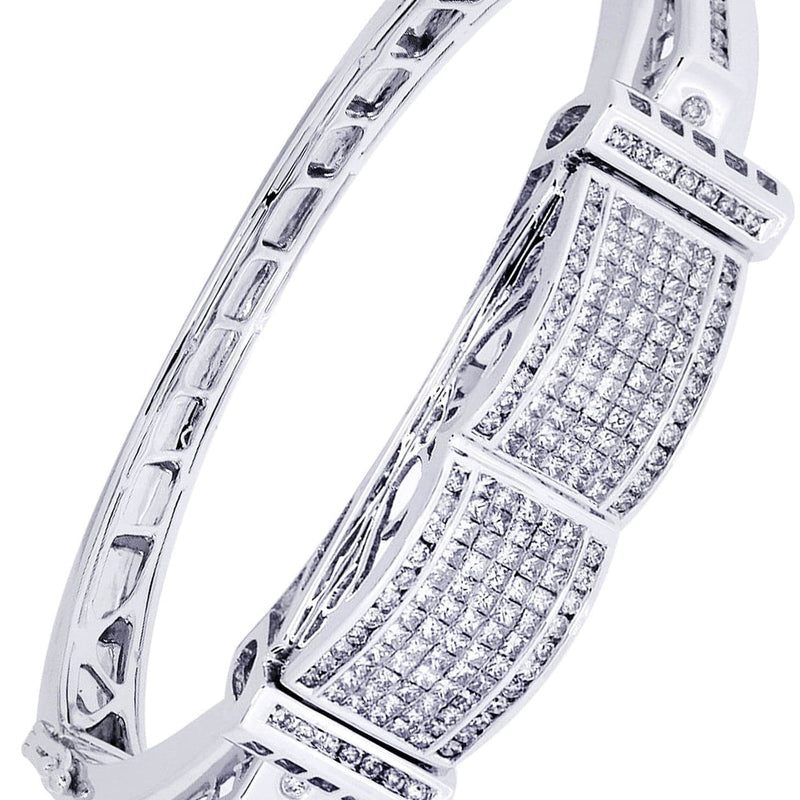 Mens Diamond Bangle White Gold| 3.41 Carats| 42.94 Grams