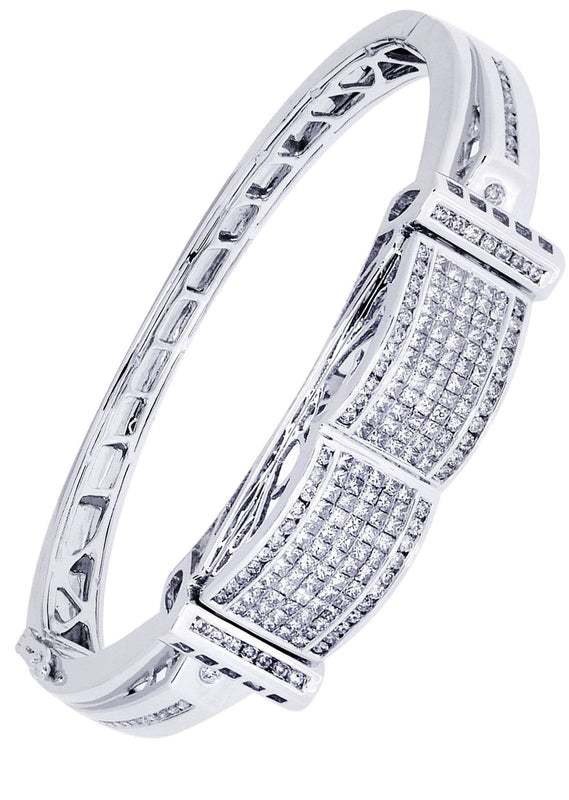 Mens Diamond Bangle White Gold| 3.41 Carats| 42.94 Grams
