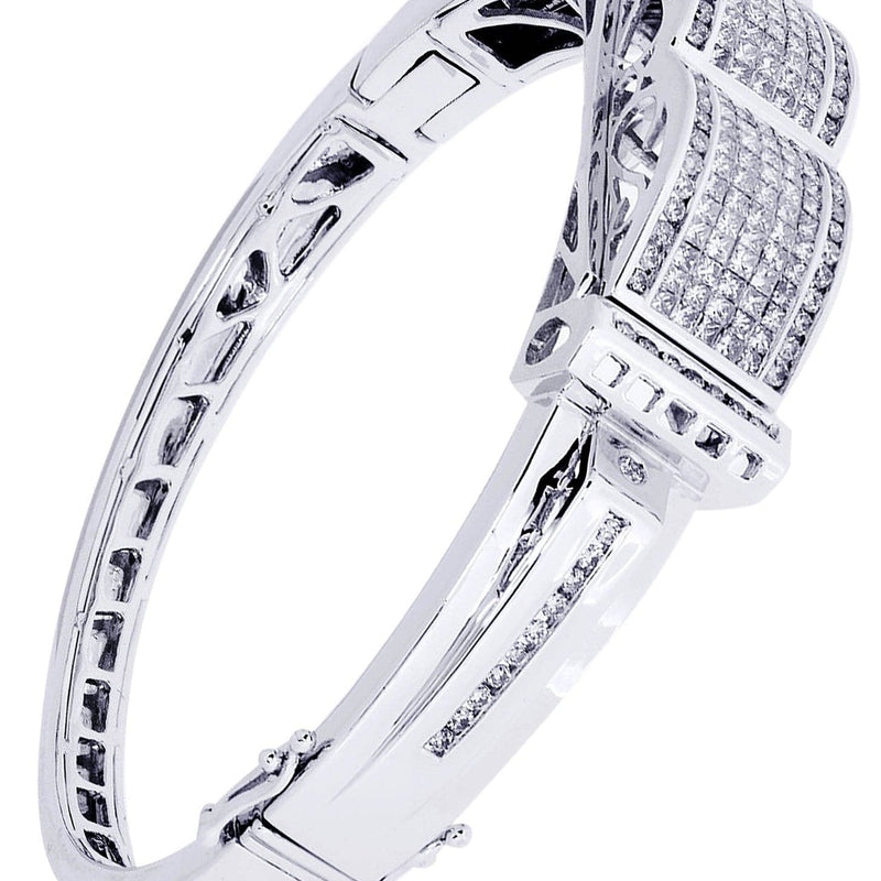 Mens Diamond Bangle White Gold| 3.41 Carats| 42.94 Grams
