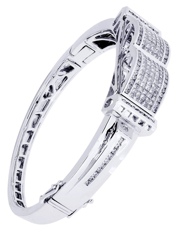 Mens Diamond Bangle White Gold| 3.41 Carats| 42.94 Grams