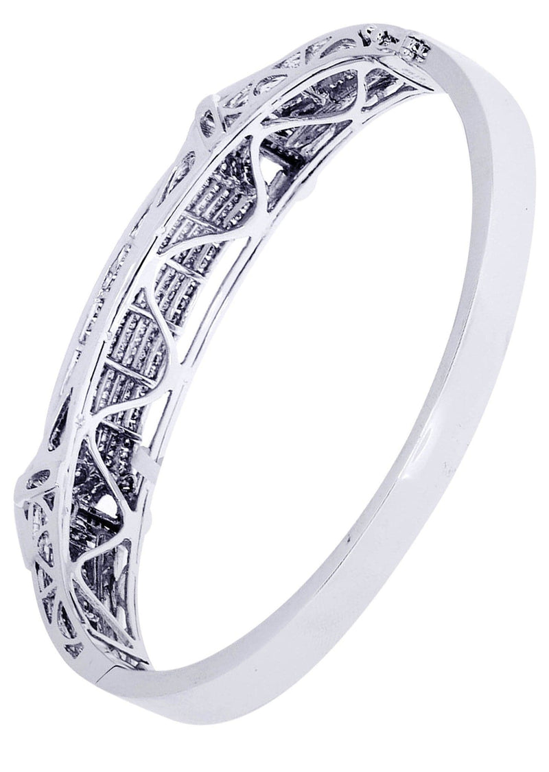 Mens Diamond Bangle White Gold| 3.99 Carats| 38.41 Grams