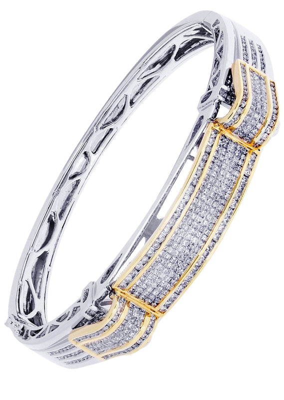 Mens Diamond Bangle White Gold| 3.99 Carats| 38.41 Grams