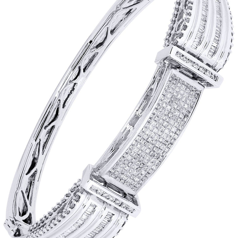 Mens Diamond Bangle White Gold| 2.16 Carats| 34.79 Grams
