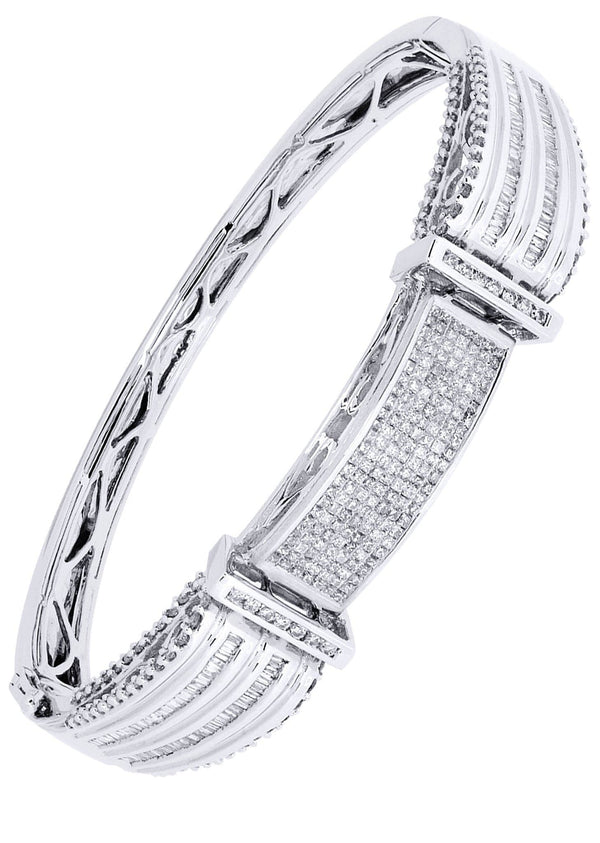 Mens Diamond Bangle White Gold| 2.16 Carats| 34.79 Grams